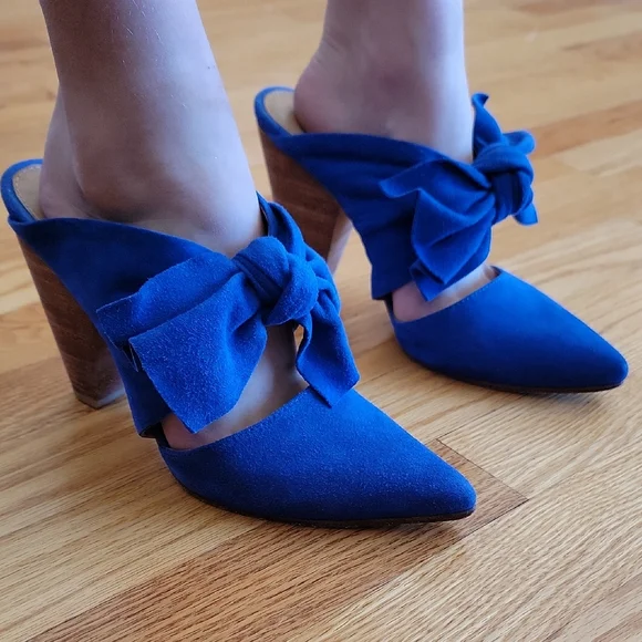 Ulla Johnson Royal Blue Heels with Bow Accent - Picture 12 of 16